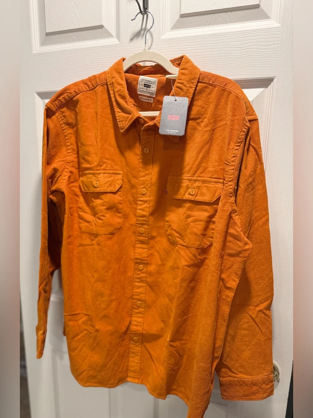 Levi’s The Worker Relaxed Fit Shirt XL Orange Corduroy Workwear NWT